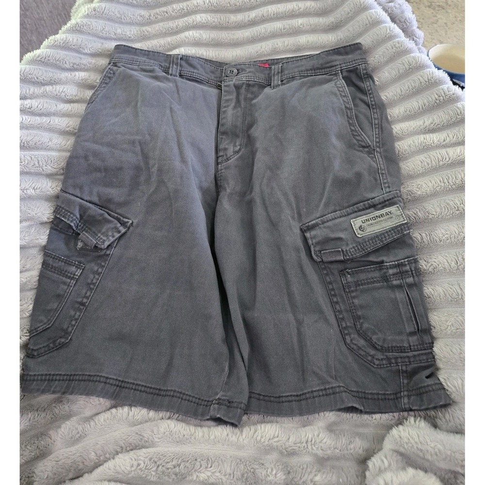 Unionbay Mens Gray‎ Cargo Shorts Cotton Utility Pockets Size 34 35
